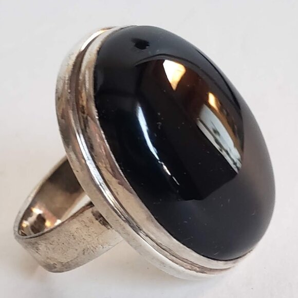 Big Unisex 925 BLACK ONYX Sterling Silver Ring Huge Large Women's Men's Jewelry - Picture 1 of 12